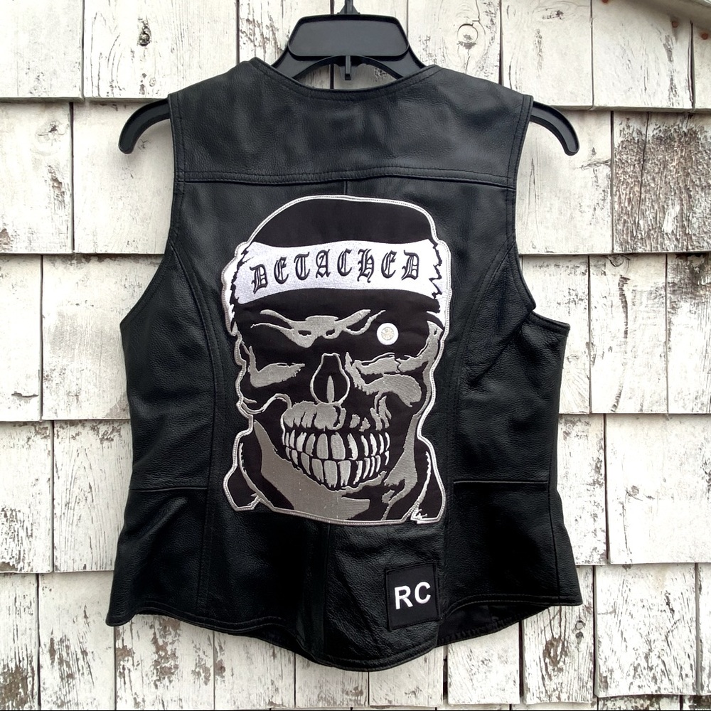 Harley Davidson Women’s Skull Black Leather Motorcycle Vest
